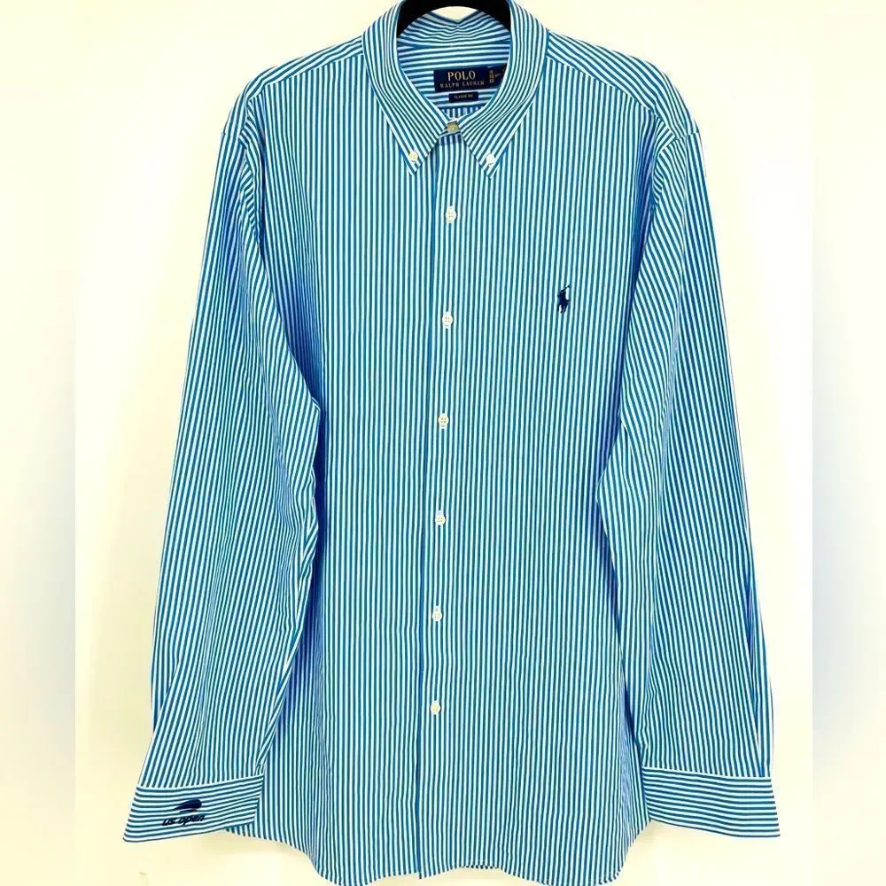 Polo Ralph Lauren US Open Tennis Staff Men’s Striped Shirt SZ 171/2-XL Like New